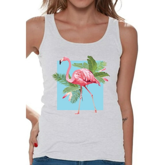 Awkward Styles Punk Flamingo Tank Top for Women Floral Flamingo Tank Summer Fitness Shirt for Women Floral Sleeveless Shirt Flamingo Gifts for Her Beach Party Outfit Beach Tank Pink Flamingo Tank