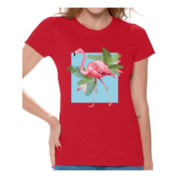 Awkward Styles Punk Flamingo Tshirt for Women Floral Flamingo Shirt Flamingo Shirts for Women Floral Summer T Shirt Summer Party Beach Outfit Pink Flamingo T-Shirt Pink Floral Shirt for Women