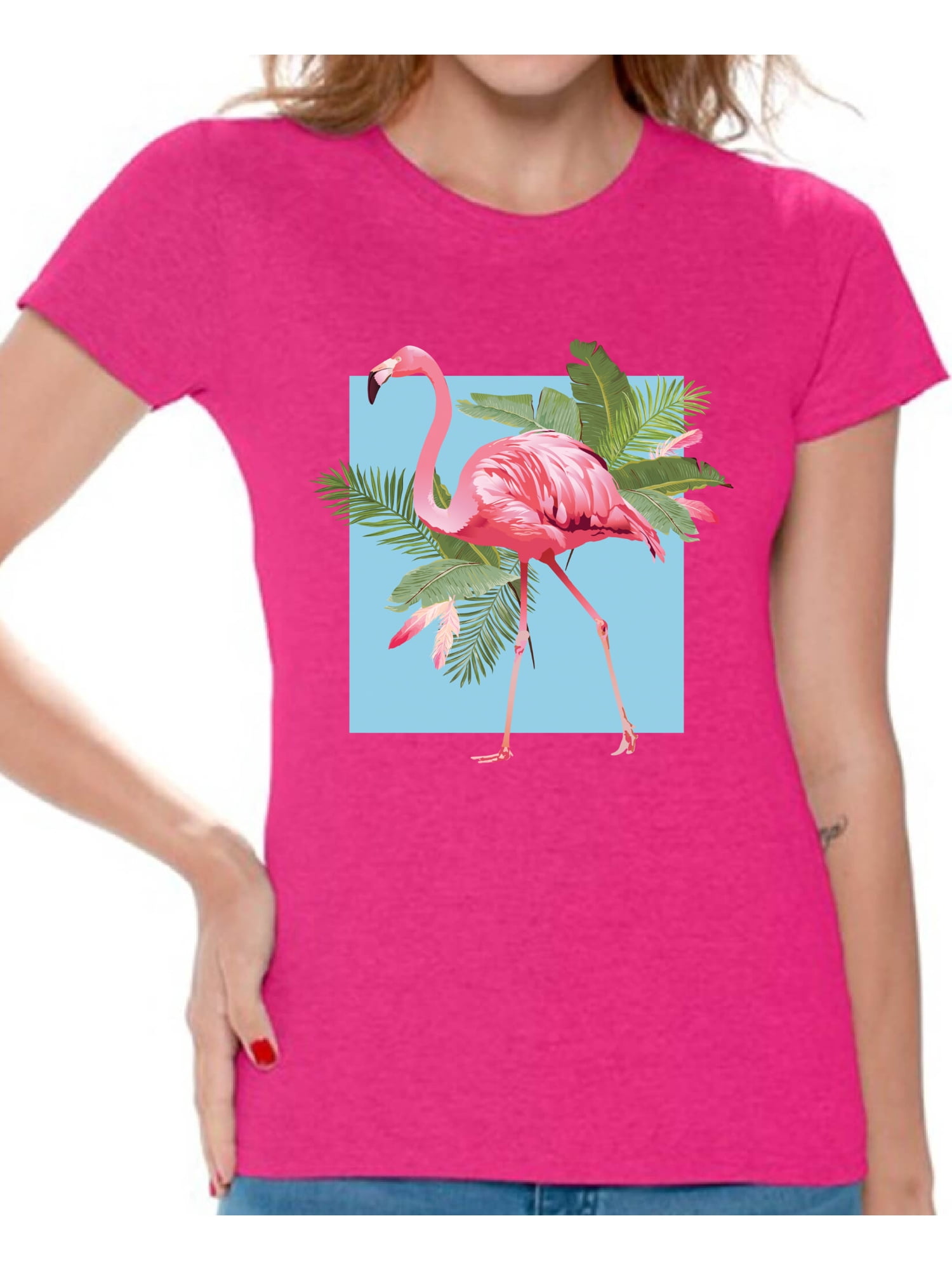 ladies pink flamingo t shirt