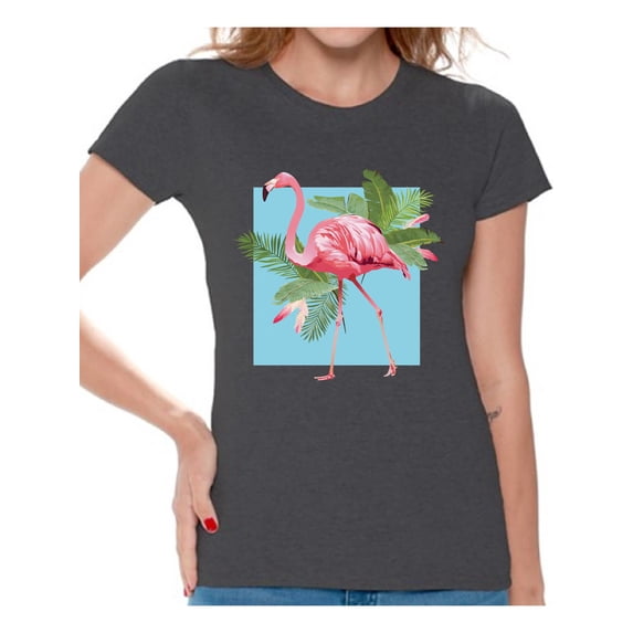Awkward Styles Punk Flamingo Tshirt for Women Floral Flamingo Shirt Flamingo Shirts for Women Floral Summer T Shirt Summer Party Beach Outfit Pink Flamingo T-Shirt Pink Floral Shirt for Women
