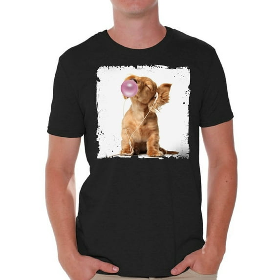 Awkward Styles Puppy Dog Tshirt Cute Puppy Men Shirt Funny Animal Gifts Puppy with Pink Gum T Shirt Dog Clothing Animal T-Shirt for Men Funny Animal Gifts DogT Shirt Cute Animal T Shirt Pug Shirt