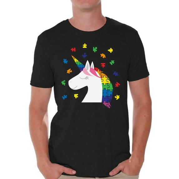 Awkward Styles Puzzle Unicorn Autism Shirt for Men Autism Awareness Puzzle Shirt Men Autism Awareness Shirts Men's Autism T Shirt Autism Awareness Gifts for Him Autistic Pride Gifts