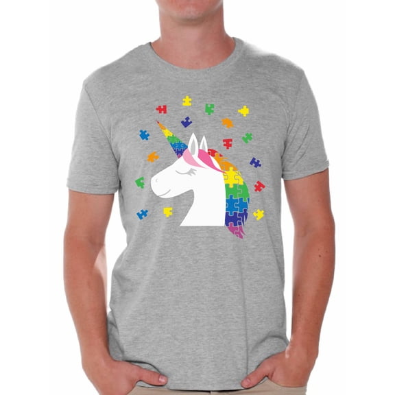 Awkward Styles Puzzle Unicorn Autism Shirt for Men Autism Awareness Puzzle Shirt Men Autism Awareness Shirts Men's Autism T Shirt Autism Awareness Gifts for Him Autistic Pride Gifts