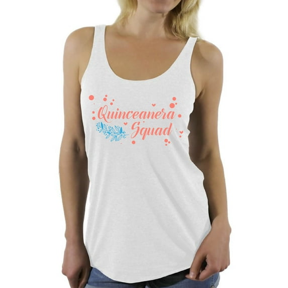 Awkward Styles Quinceanera Squad Racerback Tank Top for Her Quinсe Anos Tanks Birthday Girl Shirt Birthday Gifts for Teens I am 15 T-Shirt for Her Quinceanera Party Clothing Pink Print Teen Party
