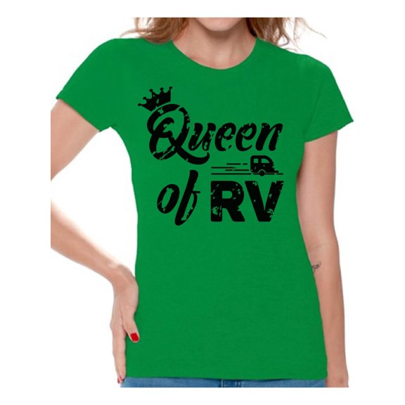 Awkward Styles RV Queen T Shirt for Women RV Clothing for Ladies Recreational Vehicle RV Trip Accessories Camping Lovers Gifts Camping Clothes for Her Camper Shirt for Wife Queen Shirt for Women
