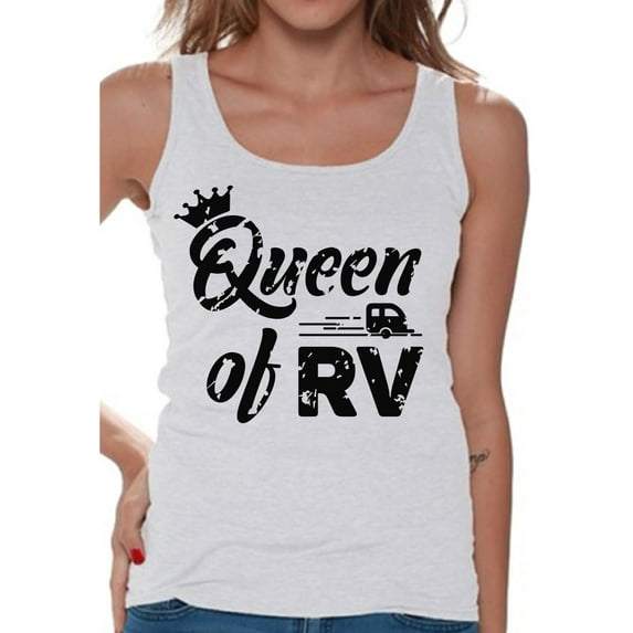 Awkward Styles RV Queen Tank Top for Women RV Clothing for Ladies Recreational Vehicle RV Trip Accessories Camping Lovers Gifts Camping Clothes for Her Camper Tanks for Wife Queen Shirt for Women