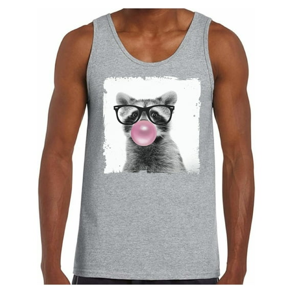 Awkward Styles Raccoon Blow Pink Gum Cute Raccoon T Shirt Animal Tank Top for Men Raccoon with Pink Gum T Shirt Animal Men Shirt Funny Animal Gifts Raccoon Clothing Raccoon Tank Top Men Tank Top