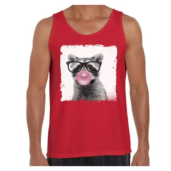 Awkward Styles Raccoon Blow Pink Gum Cute Raccoon T Shirt Animal Tank Top for Men Raccoon with Pink Gum T Shirt Animal Men Shirt Funny Animal Gifts Raccoon Clothing Raccoon Tank Top Men Tank Top