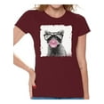 thumbnail image 1 of Awkward Styles Raccoon Blowing Gum T Shirt Animal Clothes T-Shirt for Woman Funny Animal Lovers Gifts for Her Raccoon Clothing Raccoon T Shirt Cute Animal T Shirt Raccoon Shirt Women T Shirt, 1 of 4