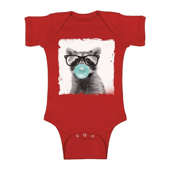 Awkward Styles Raccoon One Piece Gifts for Baby Bodysuit Raccoon Bodysuit Raccoon Blowing Gum Baby Bodysuit Short Sleeve Cute Raccoon Clothing Blue Mood Baby Boy Clothing Baby Girl Clothing