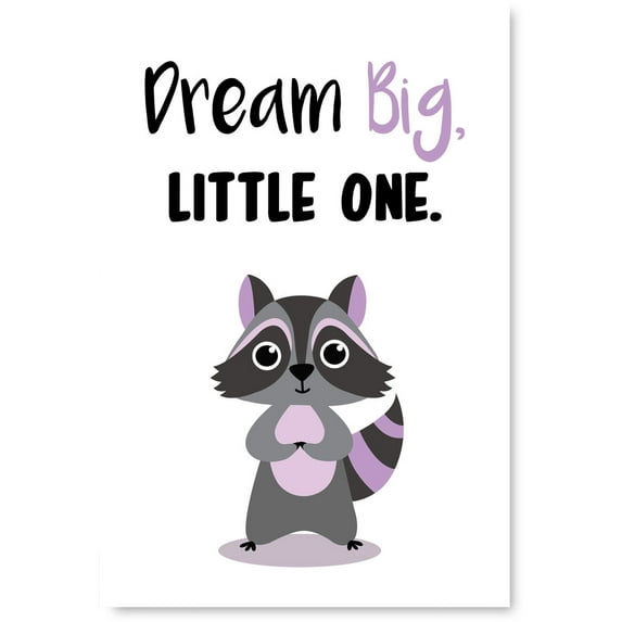 Awkward Styles Raccoon Poster Art Poster Dream Big Little One Poster Art Animal Lovers Gifts Inspirational Wall Art Raccoon Lovers Decor Gifts Dream Big Motivational Quotes Decor for Children