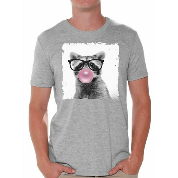 Awkward Styles Raccoon Tshirt Raccoon with Pink Gum T Shirt Raccoon Clothes Animal T-Shirt for Men Funny Animal Gifts Raccoon T Shirt Cute Animal T Shirt Raccoon Shirt Gifts for Him Funny Men T Shirt