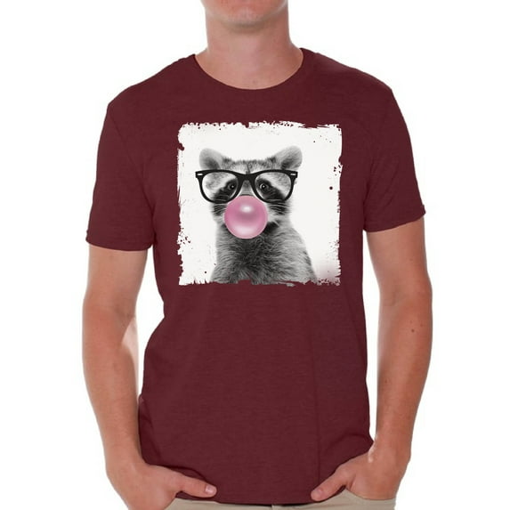 Awkward Styles Raccoon Tshirt Raccoon with Pink Gum T Shirt Raccoon Clothes Animal T-Shirt for Men Funny Animal Gifts Raccoon T Shirt Cute Animal T Shirt Raccoon Shirt Gifts for Him Funny Men T Shirt