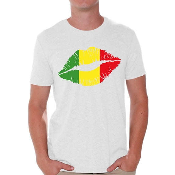 Awkward Styles Rasta Lips Clothing Collection Rasta T Shirt Jamaica Shirt for Men Rasta Lips Tshirt for Him Reggae Lovers Gifts Reggae Themed Party Gifts for Rasta Flag Clothes for Boyfriend
