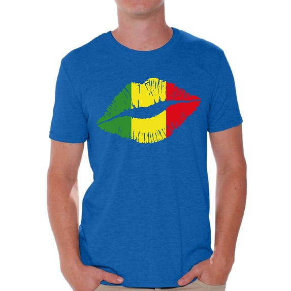 Awkward Styles Rasta Lips Clothing Collection Rasta T Shirt Jamaica Shirt for Men Rasta Lips Tshirt for Him Reggae Lovers Gifts Reggae Themed Party Gifts for Rasta Flag Clothes for Boyfriend
