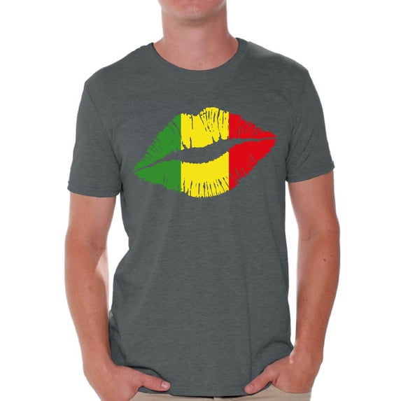Awkward Styles Rasta Lips Clothing Collection Rasta T Shirt Jamaica Shirt for Men Rasta Lips Tshirt for Him Reggae Lovers Gifts Reggae Themed Party Gifts for Rasta Flag Clothes for Boyfriend