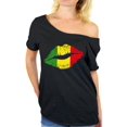thumbnail image 1 of Awkward Styles Rasta Off The Shoulder T Shirt Jamaica Off Shoulder Shirt for Women Rasta Lips Tshirt for Girls Rasta Lips Ladies Clothing Collection Reggae Lovers Gifts Reggae Themed Party Gifts, 1 of 4