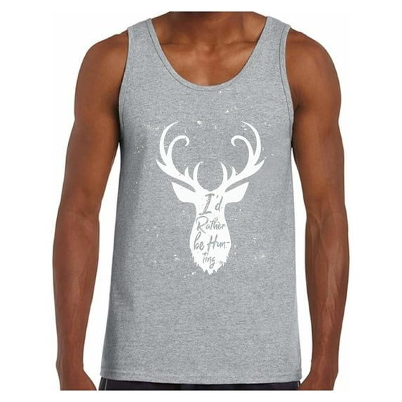 Awkward Styles I'd Rather be Hunting Men's Tank Top Deer Hunting T-Shirt I Would Rather be Hunting Tank Top for Boyfriend Hunting Lovers Gifts Hunter Tank Top for Dad I Love Hunting Shirt for Men