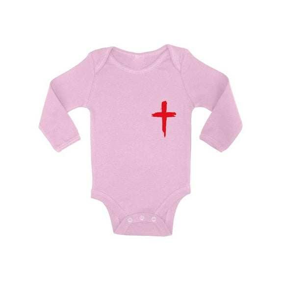 Awkward Styles Red Cross Baby Bodysuit Jesus Long Sleeve Tops for Newborn Baby Christian Cross Clothes for Baby Boys Christian Bodysuits for Baby Girls Jesus Clothing for Baby Kids Cross One Piece