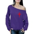 thumbnail image 1 of Awkward Styles Red Cross Ladies Off The Shoulder Sweatshirts Cross Sweater Jesus Clothing for Women Cross Oversized Sweatshirt Christian Cross Clothes Cross Off The Shoulder Sweatshirt for Women, 1 of 4