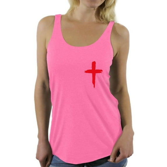 Awkward Styles Red Cross Racerback Tank Tops Shirts for Women Christian Clothes for Ladies Jesus Womens Racerback Tank Top Jesus Clothing Christian Cross Tanks T Shirt for Her Cross Ladies Shirt