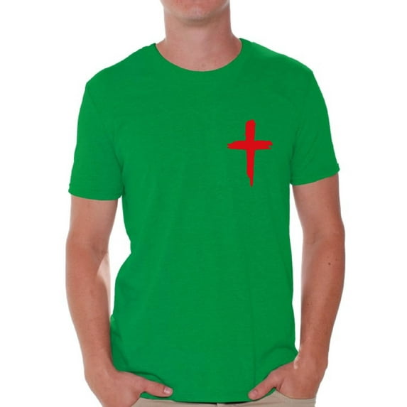 Awkward Styles Red Cross Shirt for Men Christian Mens Shirts Christian Cross Clothes for Men Jesus Christ is the Lord Christian Cross Birthday Gifts Jesus Shirts Jesus Clothing Cross Mens Shirt