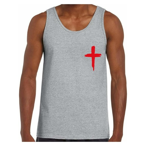 Awkward Styles Red Cross Tank Top Shirts for Men Christian Mens Tanks Christian Top Cross Clothes for Men Jesus Lord Christian Birthday Gifts Jesus Cross Shirts Jesus Clothing Cross Mens Shirt