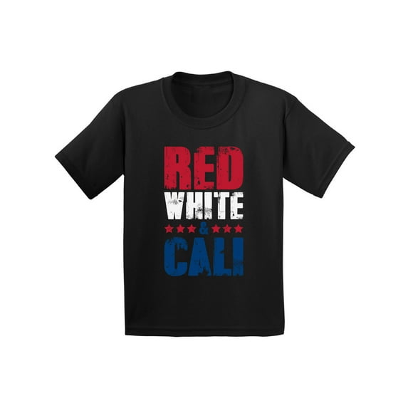 Awkward Styles Red White & Cali Shirt for Kids California Tshirt 4th of July Shirts for Girls USA Flag T-Shirt for Boys Gifts from California American Flag Outfit 4th of July Party USA Youth Shirt