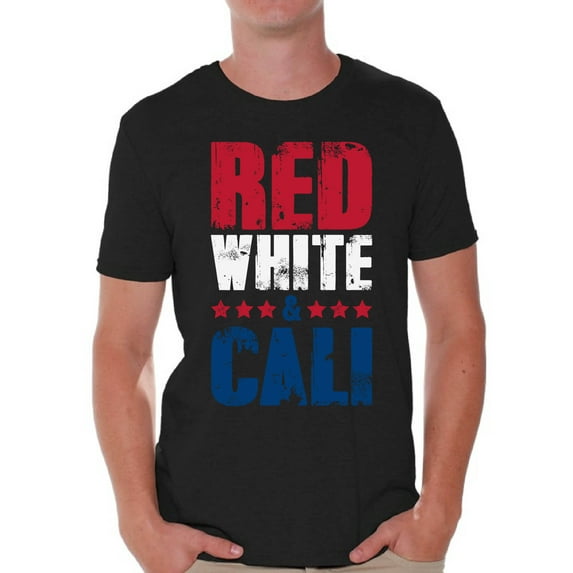 Awkward Styles Red White & Cali Shirt for Men California Tshirt 4th of July Shirts for Men USA Flag T-Shirt Gifts from California American Flag Outfit 4th of July Party USA Men's Shirt American Men