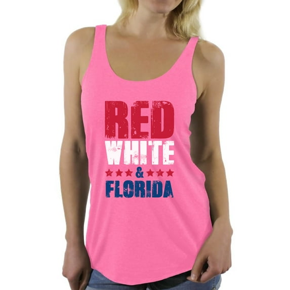 Awkward Styles Red White & Florida Racerback Tank Top for Women Florida Tanks 4th of July Sleeveless Shirt Women's America Flag Top USA Women's Tank Top American Women Gifts from Florida Patriots Tank