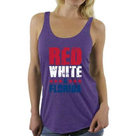 Awkward Styles Red White & Florida Racerback Tank Top for Women Florida Tanks 4th of July Sleeveless Shirt Women's America Flag Top USA Women's Tank Top American Women Gifts from Florida Patriots Tank