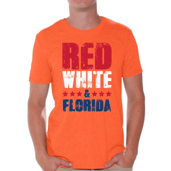 Awkward Styles Red White & Florida Shirt for Men American Men USA Flag Shirts Florida Tshirt 4th of July Shirts for Men Patriots Tshirt Gifts from Florida USA Shirts for Men America Men's Shirt