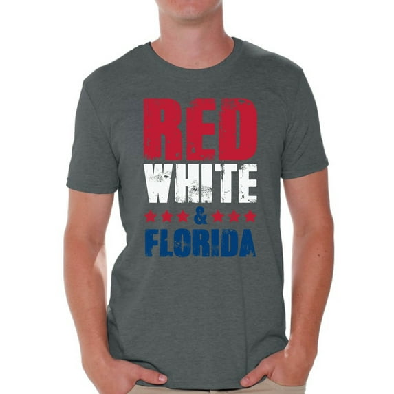 Awkward Styles Red White & Florida Shirt for Men American Men USA Flag Shirts Florida Tshirt 4th of July Shirts for Men Patriots Tshirt Gifts from Florida USA Shirts for Men America Men's Shirt