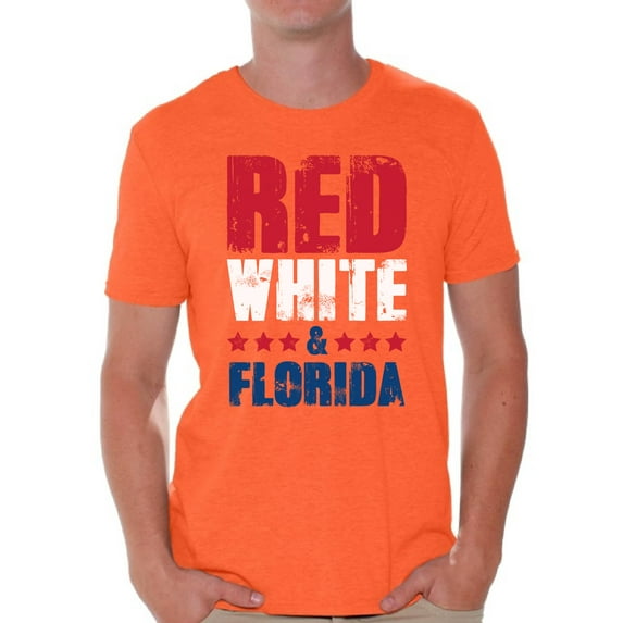 Awkward Styles Red White & Florida Shirt for Men American Men USA Flag Shirts Florida Tshirt 4th of July Shirts for Men Patriots Tshirt Gifts from Florida USA Shirts for Men America Men's Shirt
