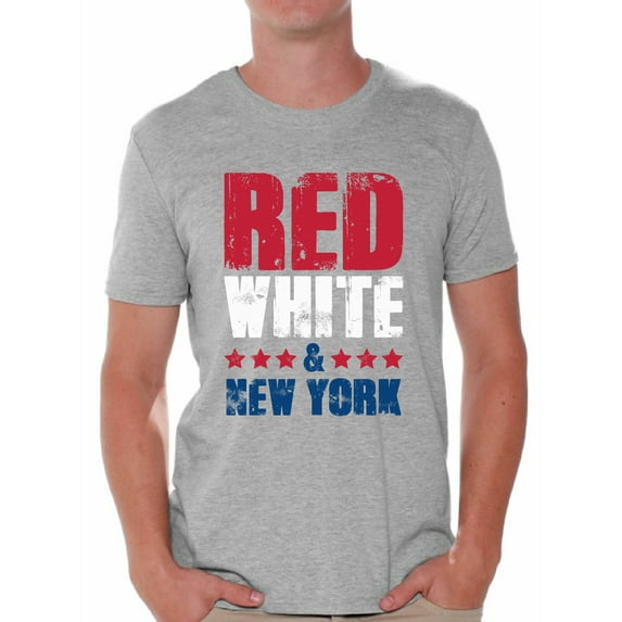 Awkward Styles Red White & New York Shirt for Men American Men USA Flag Shirts New York Tshirt 4th of July Shirts for Men Patriots Tshirt Gifts from New York USA Shirts for Men America Men's Shirt