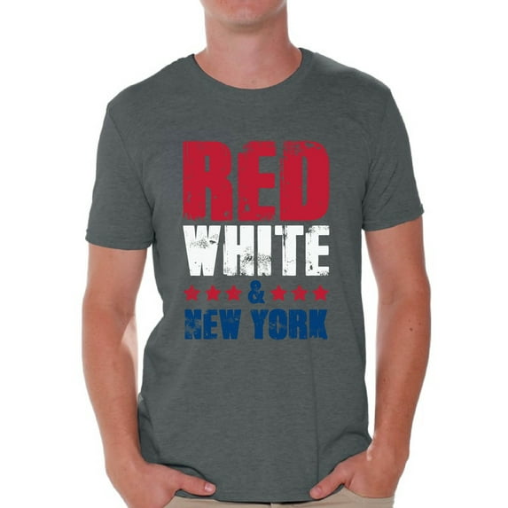 Awkward Styles Red White & New York Shirt for Men American Men USA Flag Shirts New York Tshirt 4th of July Shirts for Men Patriots Tshirt Gifts from New York USA Shirts for Men America Men's Shirt