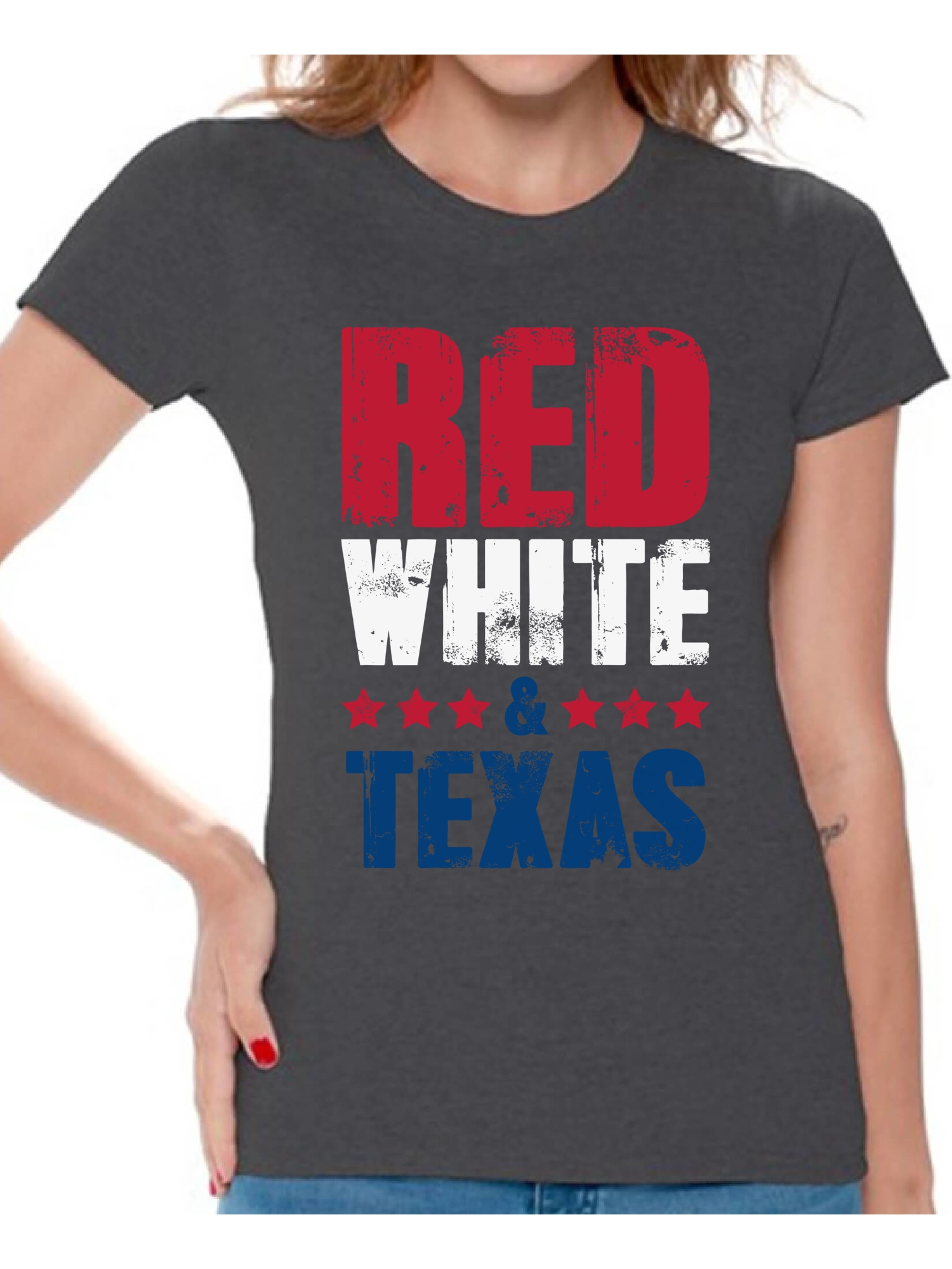 Awkward Styles Red White & Texas Shirt for Women American Women USA Flag Shirts Texas Tshirt 4th of July Shirts for Women Patriots Tshirt Gifts from Texas USA Shirts for Women USA Women's Shirt - image 1 of 4