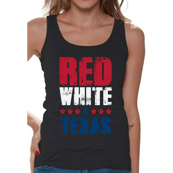 Awkward Styles Red White & Texas Tank Top for Women Texas Sleeveless Shirts 4th of July Tank Tops Women's America Flag Tank USA Women's Tank Top American Women Gifts from Texas Patriots Tank Top
