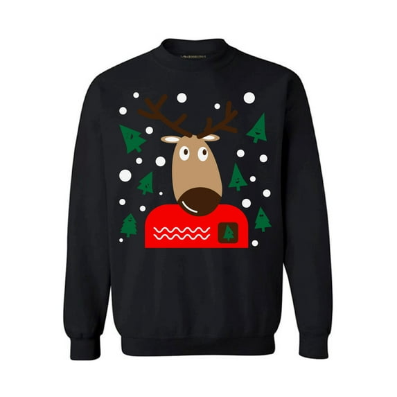 Awkward Styles Reindeer Christmas Sweatshirt Funny Christmas Sweater Xmas Reindeer Sweater Holiday Gift Women's Christmas Sweatshirt Christmas Sweater for Men Tacky Funny Christmas Gifts