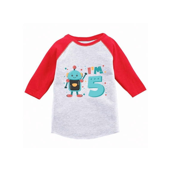 Awkward Styles Robot Birthday Youth Raglan 5th Birthday Jersey Shirt Robot Party Fifth Birthday Shirt 5th Year Old Shirt My 5th Birthday Gifts for Birthday Boy Birthday Gifts
