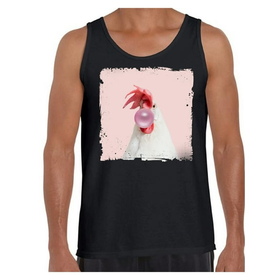 Awkward Styles Rooster Shirt Lovely Rooster Tank Top Men Tank Top Rooster Chewing Pink Gum Cute Rooster T Shirt Animal Tank Top for Men Rooster with Pink Gum Shirt Animal Men Shirt Funny Animal Gifts