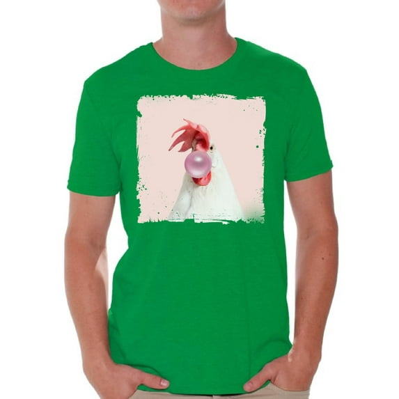 Awkward Styles Rooster Tshirt Rooster with Pink Gum T Shirt Rooster Clothing Animal T-Shirt for Men Funny Animal Gifts Rooster Cute Animal T Shirt Funny Rooster Shirt Gifts for Him Funny Men T Shirt