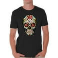 thumbnail image 1 of Awkward Styles Rose Eyes Skull Tshirt for Men Sugar Skull Roses Shirt Sugar Skull T Shirt Dia de los Muertos Outfit Day of the Dead Gifts Halloween Shirts Men's Skull Tshirt Red Rose Skull Shirt, 1 of 4