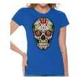 thumbnail image 1 of Awkward Styles Rose Eyes Skull Tshirt for Women Sugar Skull Roses Shirt Sugar Skull T Shirt Dia de los Muertos Shirt Day of Dead Gifts Halloween Shirts Women's Skull Tshirt Skull Shirts, 1 of 4