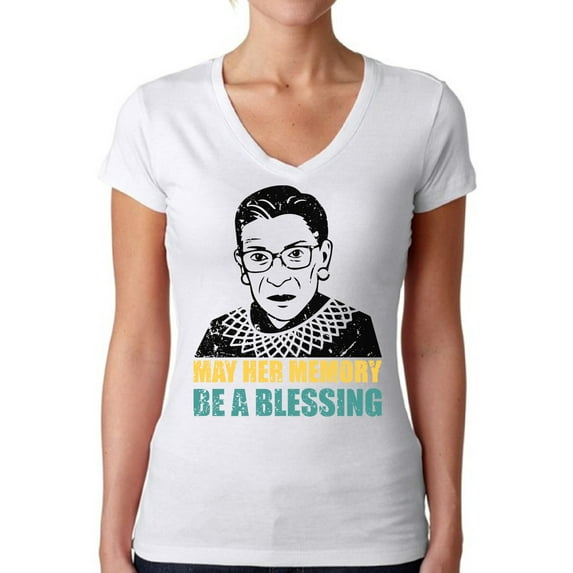 Awkward Styles Ruth Bader Ginsburg Shirt for Women Blessing Memory RBG V-neck Shirt Notorious Shirt Support Women Empowerment Ladies V neck T-shirt