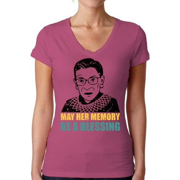 Awkward Styles Ruth Bader Ginsburg Shirt for Women Blessing Memory RBG V-neck Shirt Notorious Shirt Support Women Empowerment Ladies V neck T-shirt