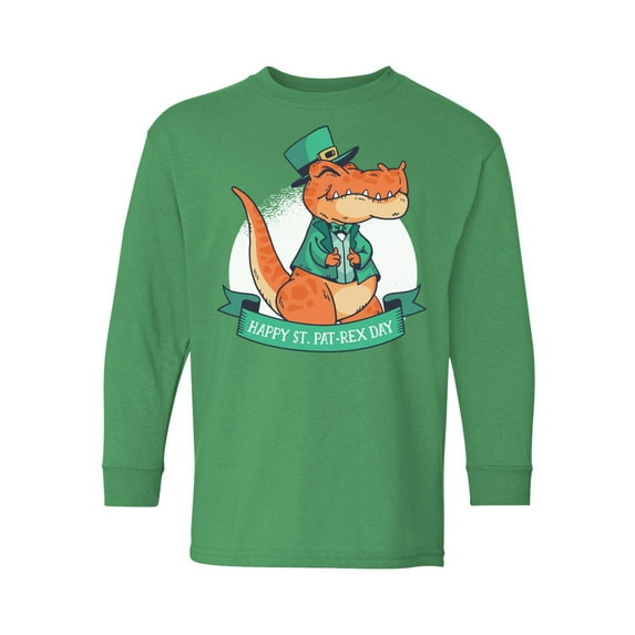 Awkward Styles Saint Patrick's Day Youth Long Sleeve T-shirt Irish Pat-rex Crewneck Tee for Kids