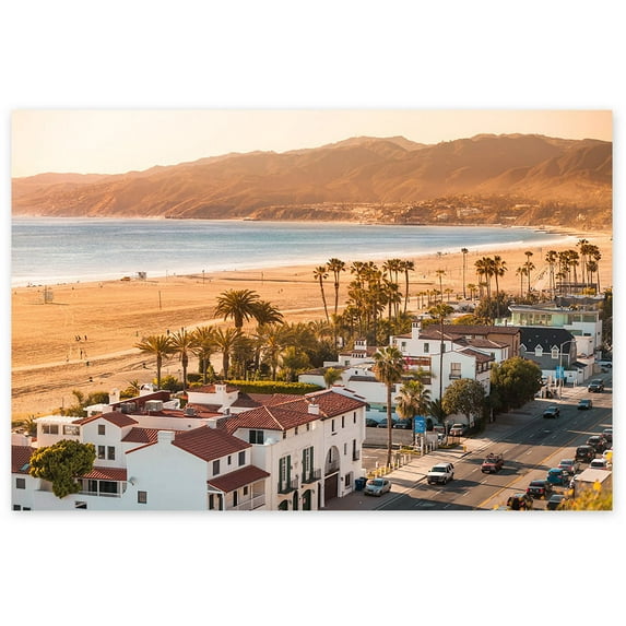 Awkward Styles Santa Monica Unframed Poster Art Santa Monica Beach View Modern Decor for Home California Night Lights Photo Art Kitchen Decor Ideas Vintage Wall Art for Office Printed Art Picture