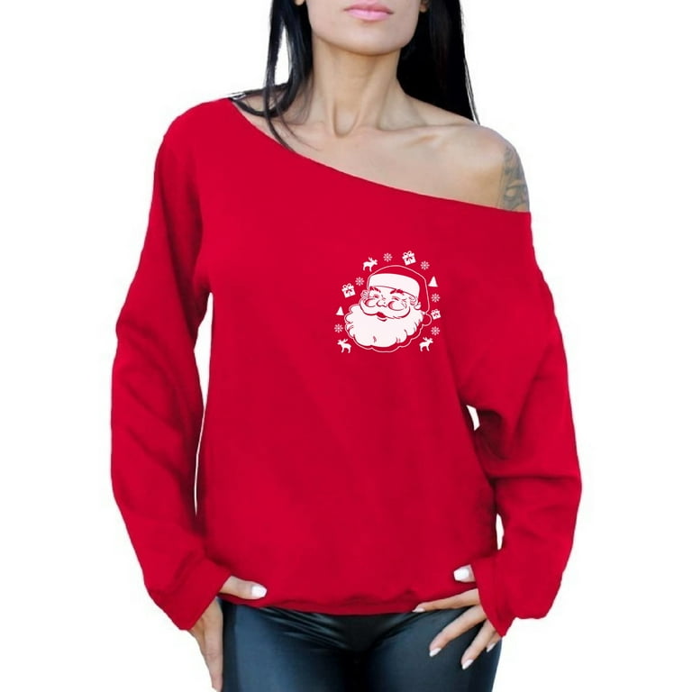 Awkward Styles Santa Pocket Off The Shoulder Sweatshirt Santa