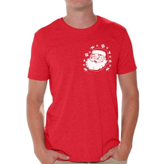 Awkward Styles Santa Pocket Tshirt Men's Santa Christmas T Shirt Santa Patch Shirt Pocket Size Santa T-Shirt Xmas Shirts for Men Christmas Party Outfit Santa Shirt Funny Santa Gifts for Christmas